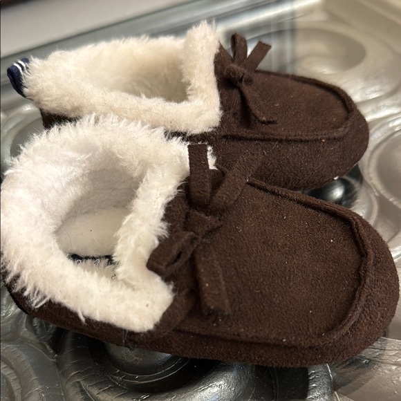 Nautica 4 Baby Mocassin Turtle Caye Cozy Brown Slippers with Faux Fur Lining - Picture 5 of 8